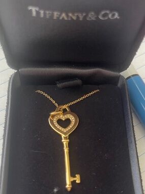 18K Rose Gold Tiffany Key Necklace WITH chain.
